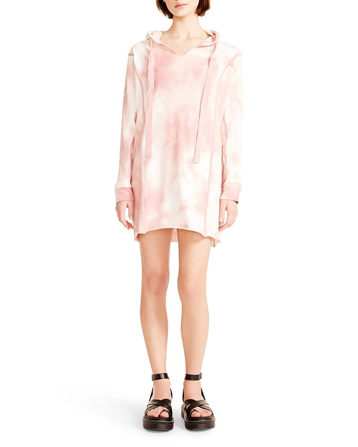 HOODIE TIE-DYE MINI DRESS BLUSH - SM REBOOTED