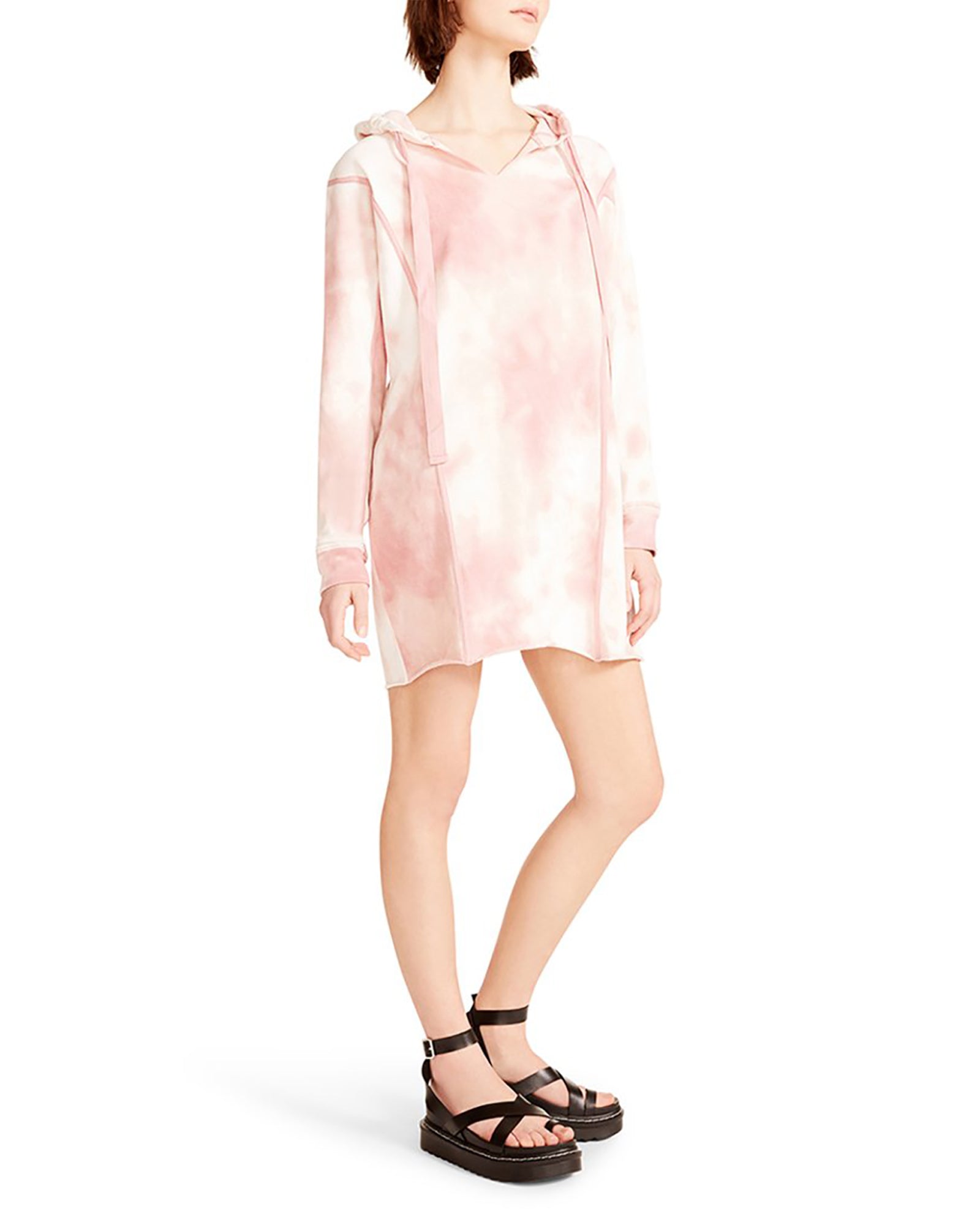 HOODIE TIE-DYE MINI DRESS BLUSH - SM REBOOTED
